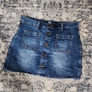 GAP Women's Button-Front Denim Mini Skirt - Blue